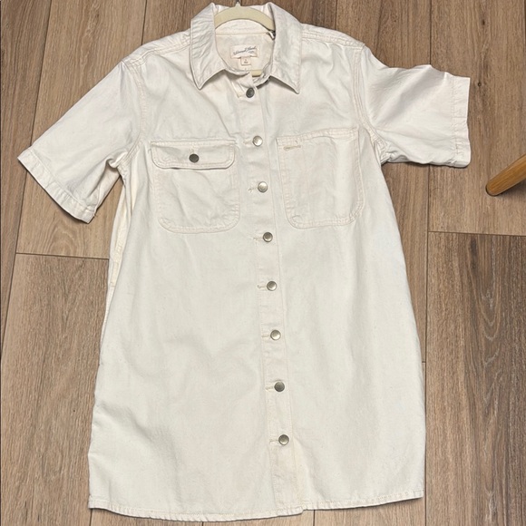 Universal Thread NWT Oversized M Cream Denim Button-Up Denim mini Dress - Picture 1 of 6
